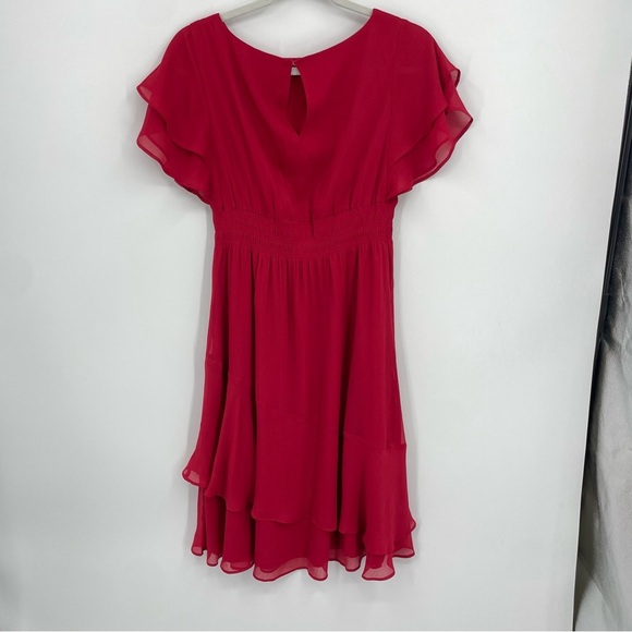 NWT Ann Taylor red smocked waist flare midi dress Sz XXS - Picture 6 of 13